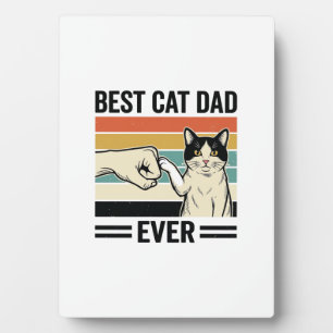 Best Cat Dad Ever Retro Cat Fist Bump Shirt_1 Plaque