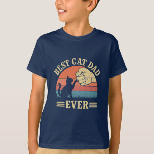 Best Cat Dad Ever Retro Fist Bump Funny Pet Lover T-Shirt