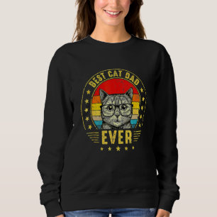 Best Cat Dad Ever Retro Vintage Fathers Day Cat Sweatshirt