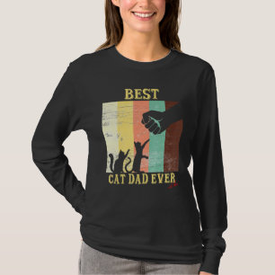 Best Cat Dad Ever Retro Vintage Fist Bump Cat T-Shirt
