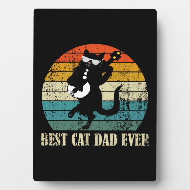 BEST CAT DAD EVER RETRO VINTAGE PLAQUE (Front)