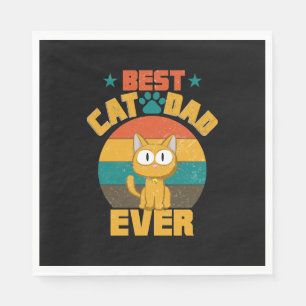 Best Cat Dad Ever T-Shirt Funny Cat Daddy Father Napkin