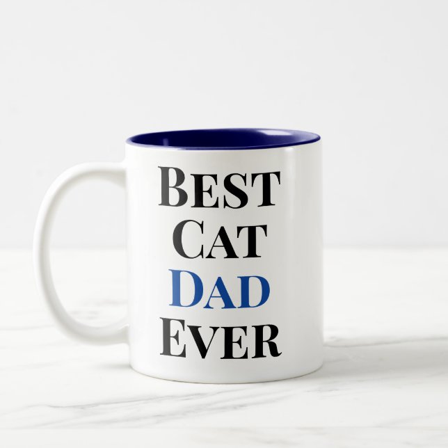 Best Cat Dad Ever Text‑Only Cat Two-Tone Coffee Mug (Left)