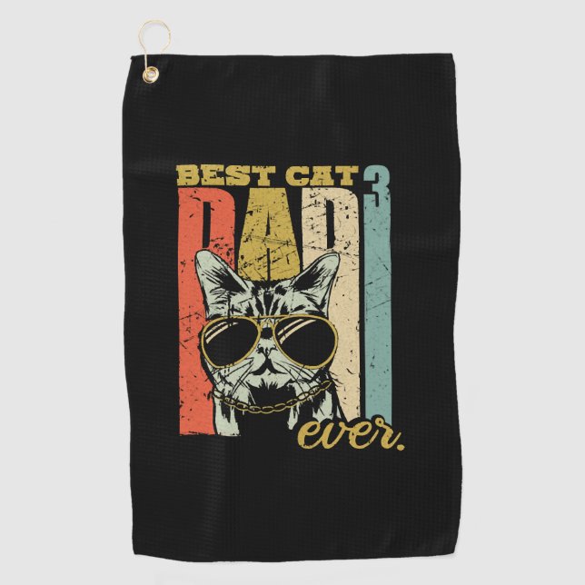 Best Cat Dad ever three cats triple cat dad Golf Towel (Front)