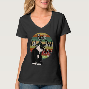 Best Cat Dad Ever Tuxedo Father's Day Retro T-Shirt