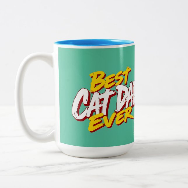Best Cat Dad Ever - Urban Feline Pride Two-Tone Coffee Mug (Left)