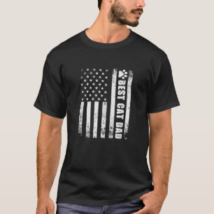 Best Cat Dad Ever US Flag Funny Cat Daddy Fun Fath T-Shirt