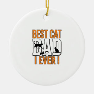 Best Cat Dad Ever Vintage Cat Father Shirt Design_ Ceramic Tree Decoration