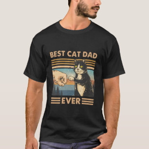 Best Cat Dad Ever Vintage Cat Fist Bump Funny Cat  T-Shirt