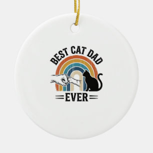 Best Cat Dad Ever Vintage Cat Lover Design_1 Ceramic Tree Decoration