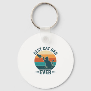 Best Cat Dad Ever Vintage Cat Shirt Design_1 Key Ring