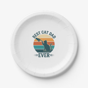 Best Cat Dad Ever Vintage Cat Shirt Design_1 Paper Plate