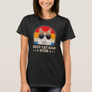 Best Cat Dad Ever Vintage Retro Cat Dad With Black T-Shirt