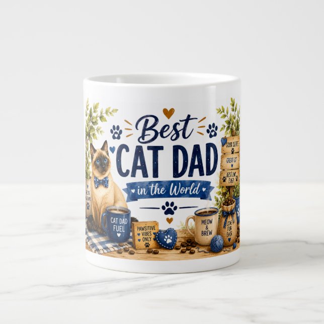 Best Cat Dad for Father's Day  Large Coffee Mug (Front)