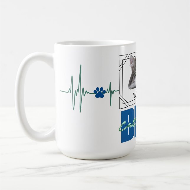 Best Cat Dad heartbeat modern design Coffee Mug (Left)