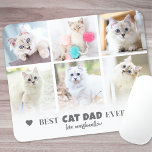 Best Cat Dad Pet Photo Mouse Pad<br><div class="desc">Personalised "Best Cat Dad Ever" 6 Photo Collage Mouse Pad. Celebrate his love and devotion to his feline friends with this custom mouse pad, designed to add a personal and practical touch to his workspace. Best Cat Dad Ever is elegantly displayed at the top in soft grey text, accented with...</div>