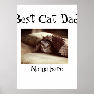 best cat dad photo name fathers day pet dad daddy  poster