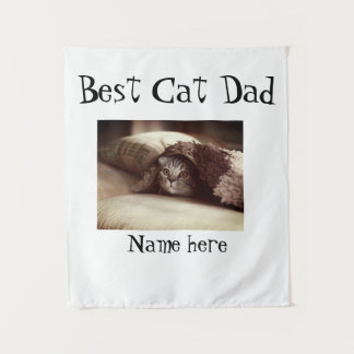 best cat dad photo name fathers day pet dad daddy  tapestry
