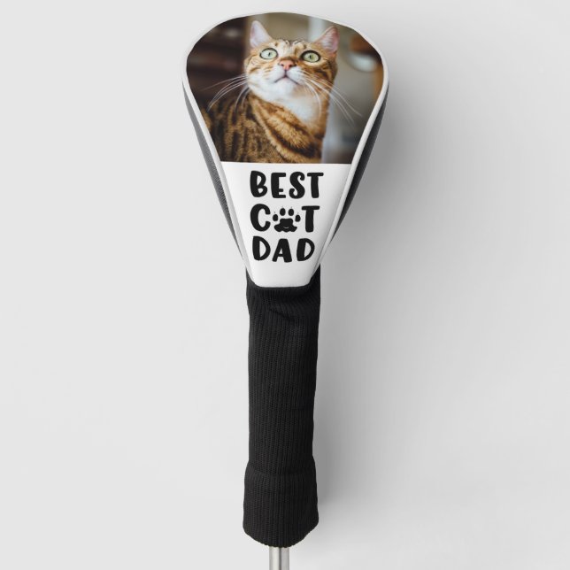 BEST CAT DAD Photo Paw Print Golf Head Cover (Front)