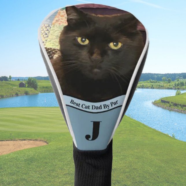 Best cat dad photo template custom black cat  golf head cover (Creator Uploaded)