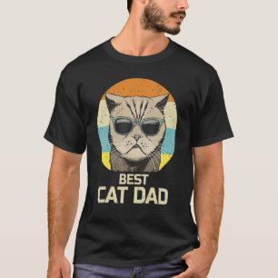 Best Cat Dad Sunglasses Retro Funny Fathers Day T-Shirt