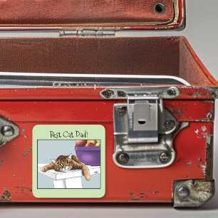 Best Cat Dad Sweet Tabby Cat Father’s Day Green Square Sticker