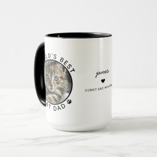 Best Cat Dad Two Photo Modern Typography Mug
