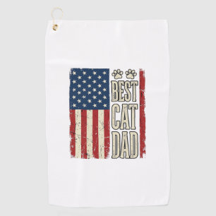 Best Cat Dad Vintage Flag Shirt Design_1 Golf Towel