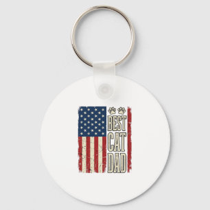 Best Cat Dad Vintage Flag Shirt Design_1 Key Ring