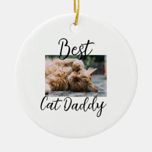 Best cat Daddy parents pet photo dad mom simple Ceramic Tree Decoration