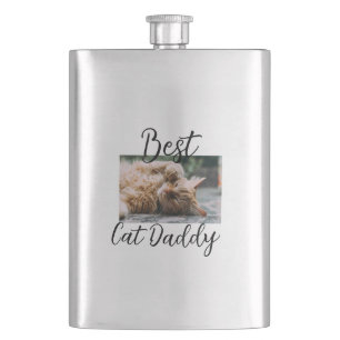 Best cat Daddy parents pet photo dad mom simple Hip Flask