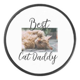 Best cat Daddy parents pet photo dad mom simple Hockey Puck