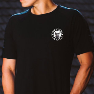 Best Cat Dog Dad Ever Custom Photo Black & White T-Shirt