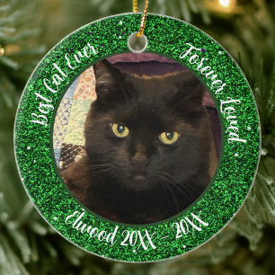 Best Cat Ever Custom Name Christmas Pet Gift Ceramic Tree Decoration
