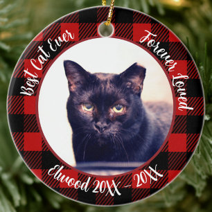 Best Cat Ever Custom Name Christmas Pet Gift Ceramic Tree Decoration