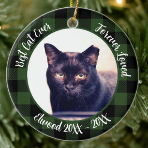 Best Cat Ever Custom Name Christmas Pet Gift Ceramic Tree Decoration