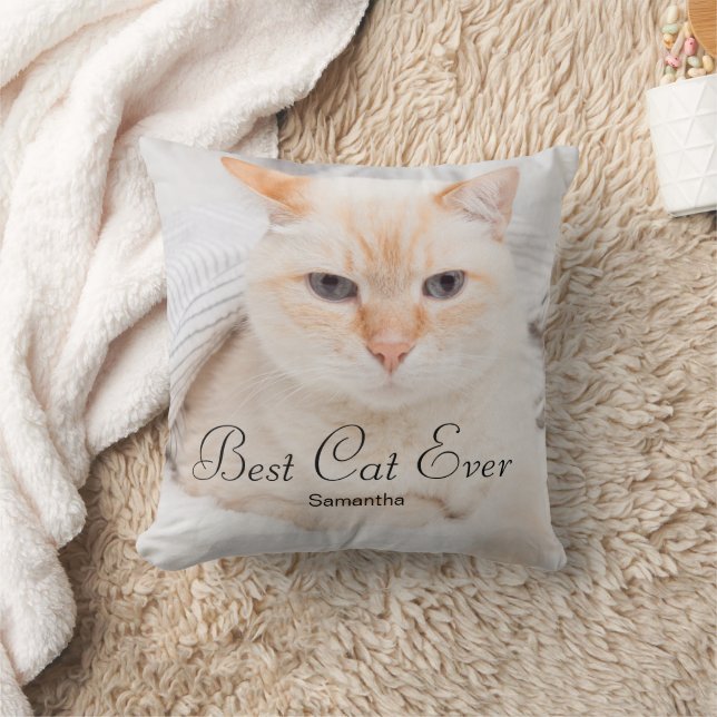 Best Cat Ever Photo Name Cushion (Blanket)