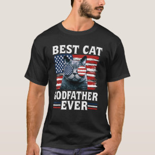 Best Cat Godfather Ever American Flag Patriotic 4t T-Shirt
