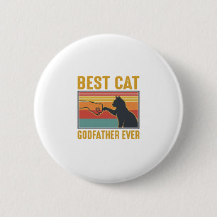Best Cat Godfather Ever Vintage Cat Vector Design_ 6 Cm Round Badge