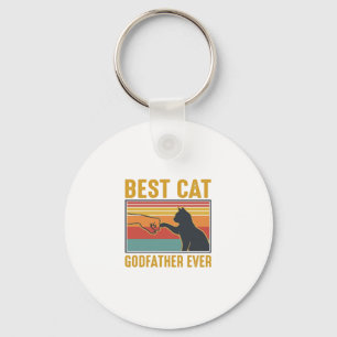 Best Cat Godfather Ever Vintage Cat Vector Design_ Key Ring