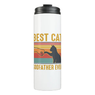 Best Cat Godfather Ever Vintage Cat Vector Design_ Thermal Tumbler