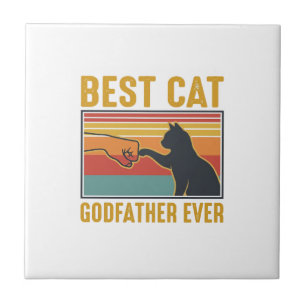 Best Cat Godfather Ever Vintage Cat Vector Design_ Tile