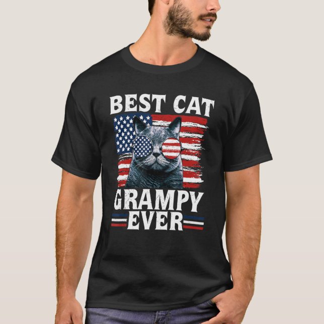 Best Cat Grampy Ever American Flag Patriotic 4th O T-Shirt (Front)