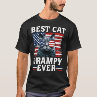 Best Cat Grampy Ever American Flag Patriotic 4th O T-Shirt