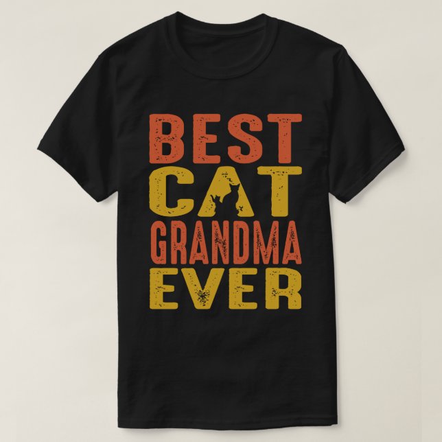 Best Cat GRANDMA Ever Retro Vintage T-Shirt (Design Front)