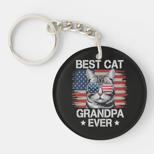 Best Cat Grandpa Ever American Key Ring (Front)