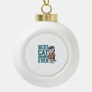 Best Cat Grandpa Ever Vintage Cat Grandpa Shirt De Ceramic Ball Christmas Ornament