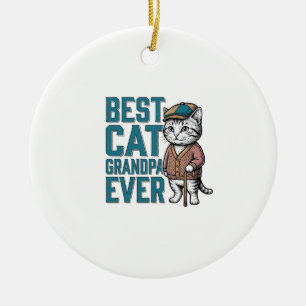 Best Cat Grandpa Ever Vintage Cat Grandpa Shirt De Ceramic Tree Decoration