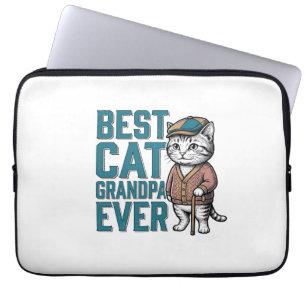 Best Cat Grandpa Ever Vintage Cat Grandpa Shirt De Laptop Sleeve