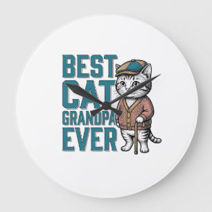 Best Cat Grandpa Ever Vintage Cat Grandpa Shirt De Large Clock